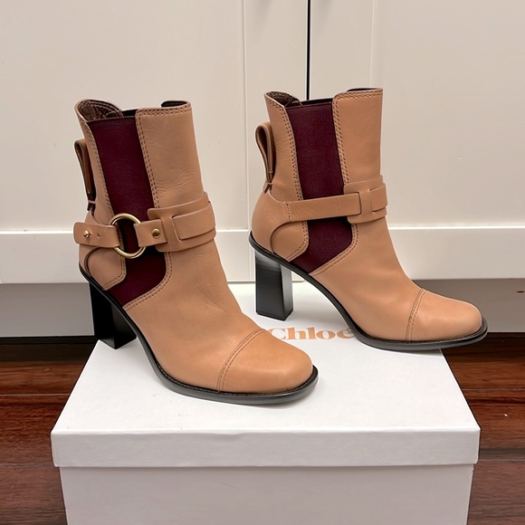 NIB - See by Chloé - Alexis Square-Toe Leather Ankle Boots - Size 37 - Picture 9 of 9